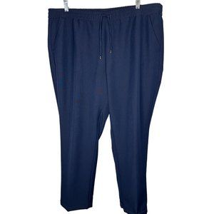 Roz & Ali Women’s pants size 18 blue pull on elastic and tie waist pockets stret
